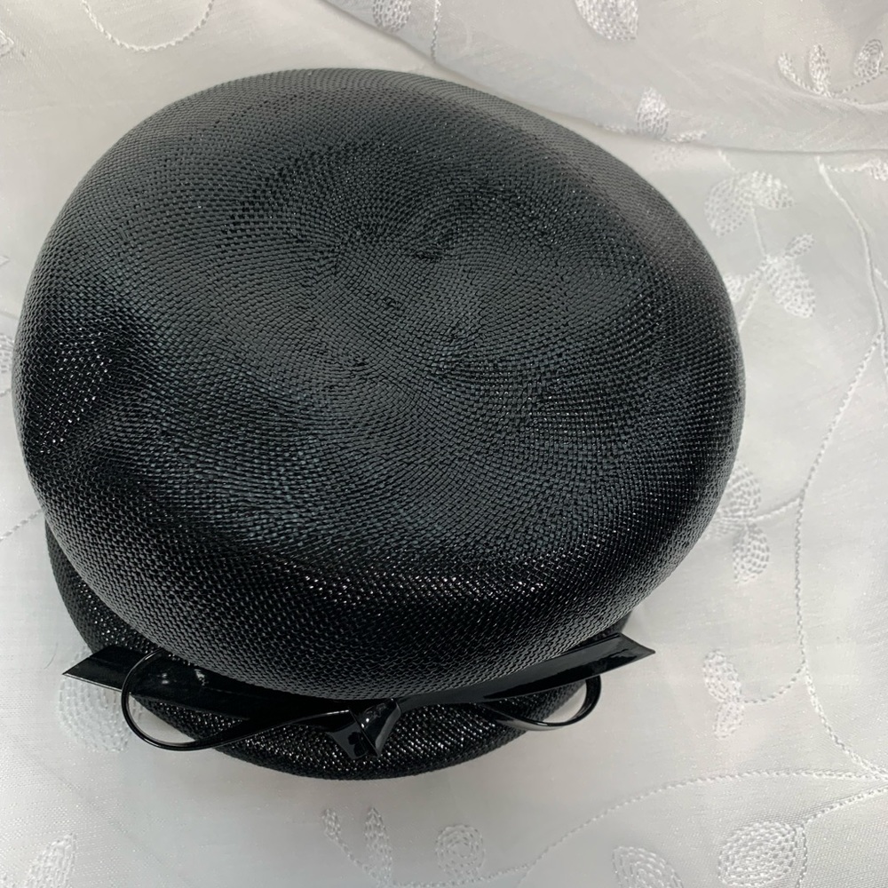 Vintage Linda Anne Black Straw Hat - Picture 4 of 8
